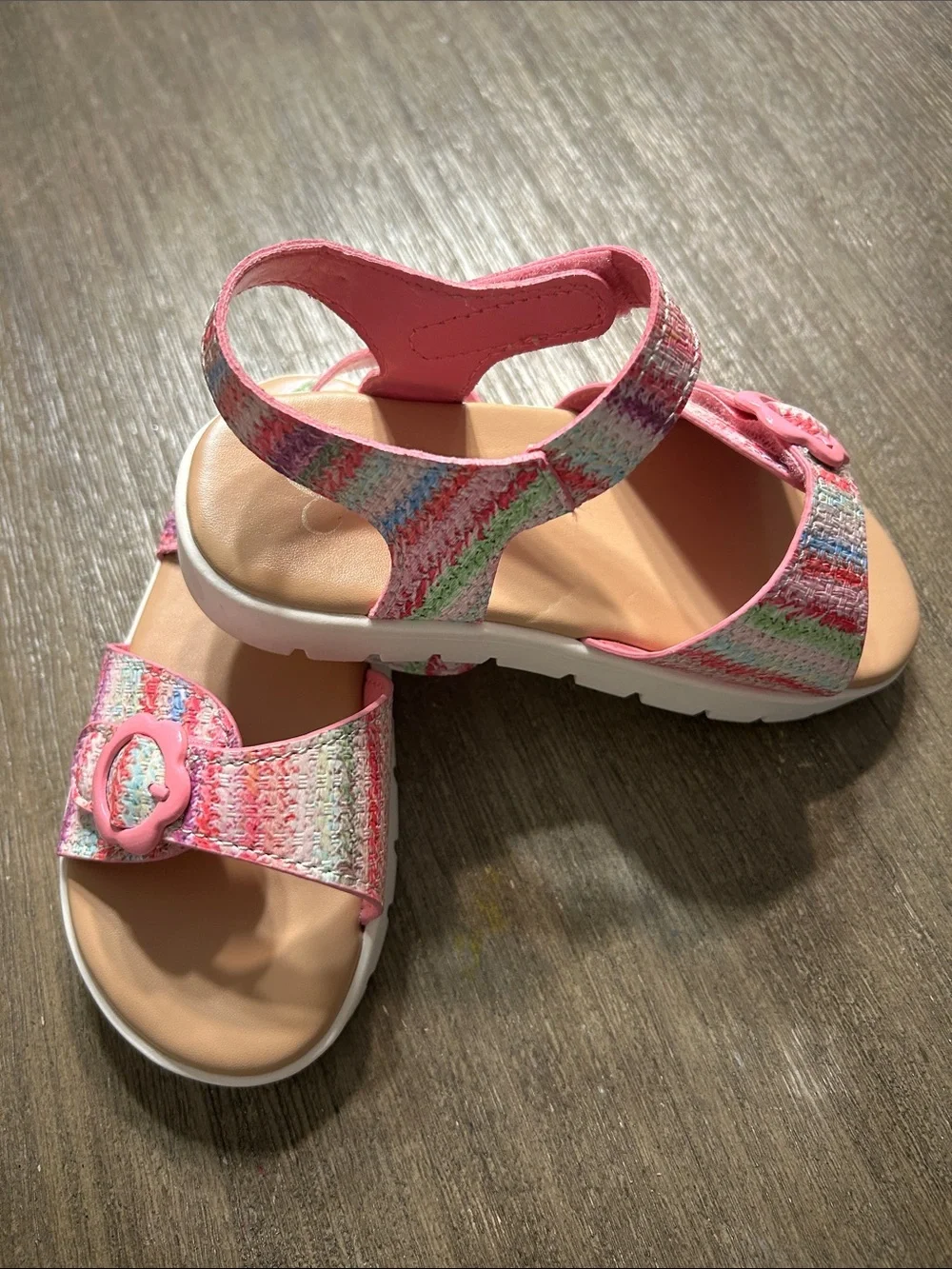 Jessica Simpson Girls' Pink Multi-Stripe Sandals, Sz.9, New no Tag.